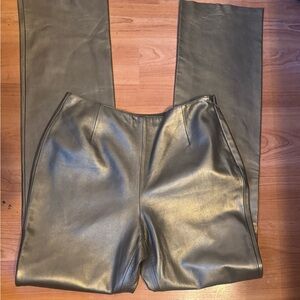 Chic Leather Flare Pants in Metallic Gold/Light Bronze
